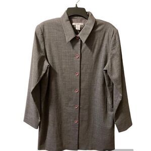 World's Apart Blazer Dark Academia Gray Suit Jacket Size‎ M Minimalist VTG Wool